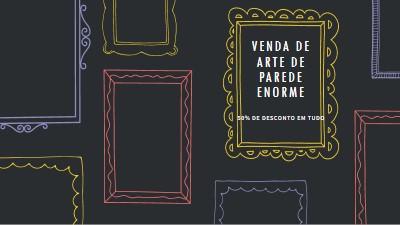 Venda de arte de parede enorme black whimsical-line