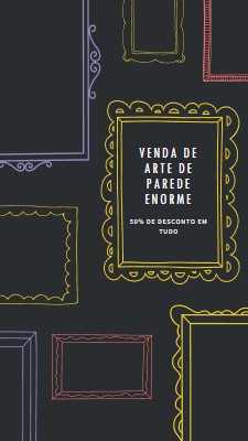 Venda de arte de parede enorme black whimsical-line