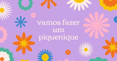 Vamos fazer um piquenique purple retro,playful,graphic,floral,bright