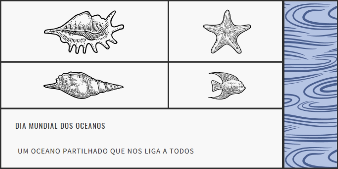 Feliz Dia dos Oceanos do Mundo white vintage-retro