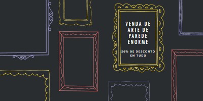 Venda de arte de parede enorme black whimsical-line