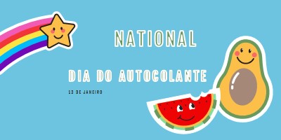 Feliz Dia Nacional do Autocolante blue whimsical-color-block