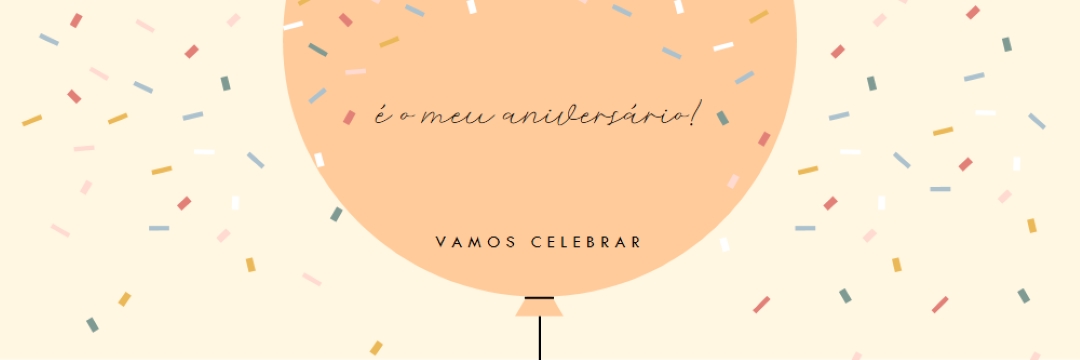 Vamos celebrar o meu aniversário yellow whimsical-line