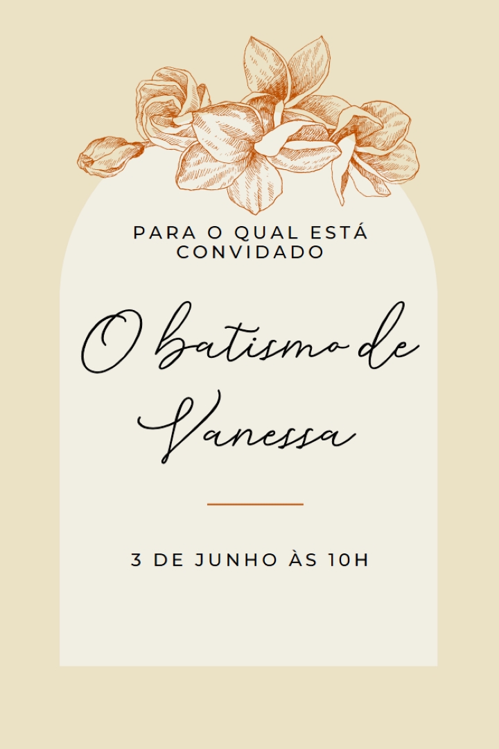 Convite para o batismo yellow vintage-botanical