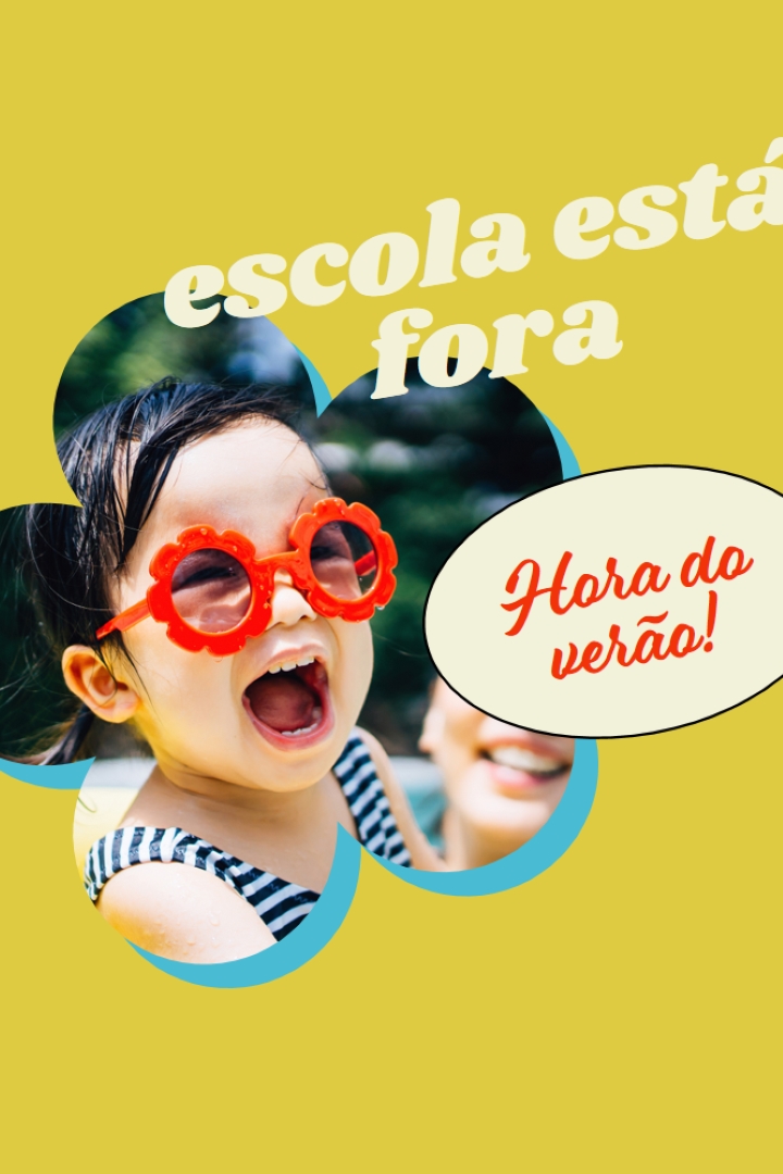 A escola está fora, a piscina está dentro yellow whimsical-color-block