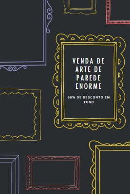 Venda de arte de parede enorme black whimsical-line