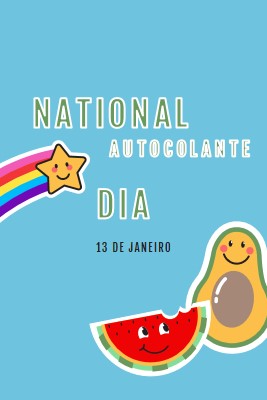 Feliz Dia Nacional do Autocolante blue whimsical-color-block