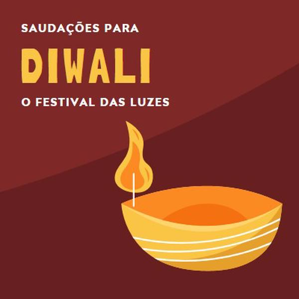 Saudações para Diwali red whimsical-color-block