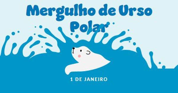 Feliz Dia do Mergulho do Urso Polar blue whimsical-color-block