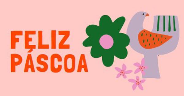 Feliz Páscoa pink whimsical-color-block