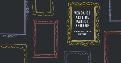 Venda de arte de parede enorme black whimsical-line