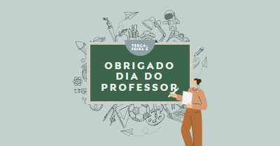 Grato pelos professores green modern-color-block