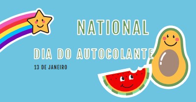 Feliz Dia Nacional do Autocolante blue whimsical-color-block