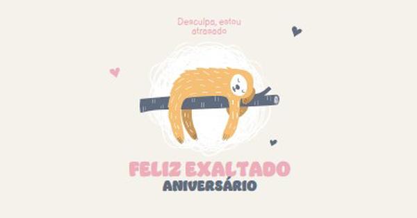 Desejos de aniversário tardios white playful,cute,illustrative,whimsical,friendly,charming,graphic