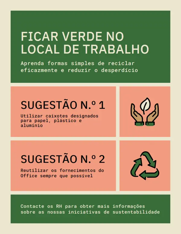 Panfleto sustentável no local de trabalho green modern,simple,faded,blocks