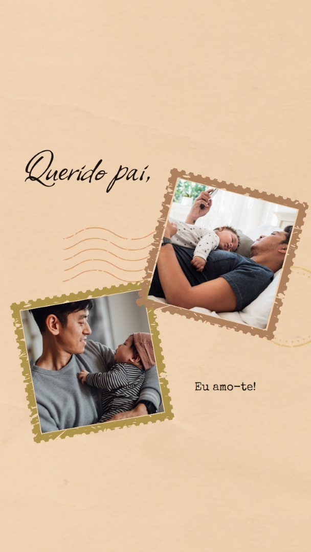 Carta de amor ao pai orange vintage,stamps,letter