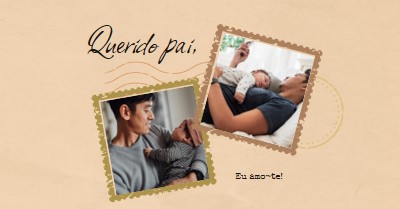 Carta de amor ao pai orange vintage,stamps,letter