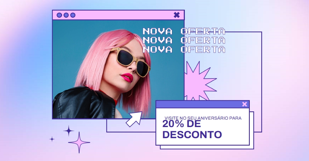 Oferta de aniversário pink y2k,gradient,digital