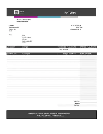 Fatura de serviços (Gradiente Azul) modern-simple