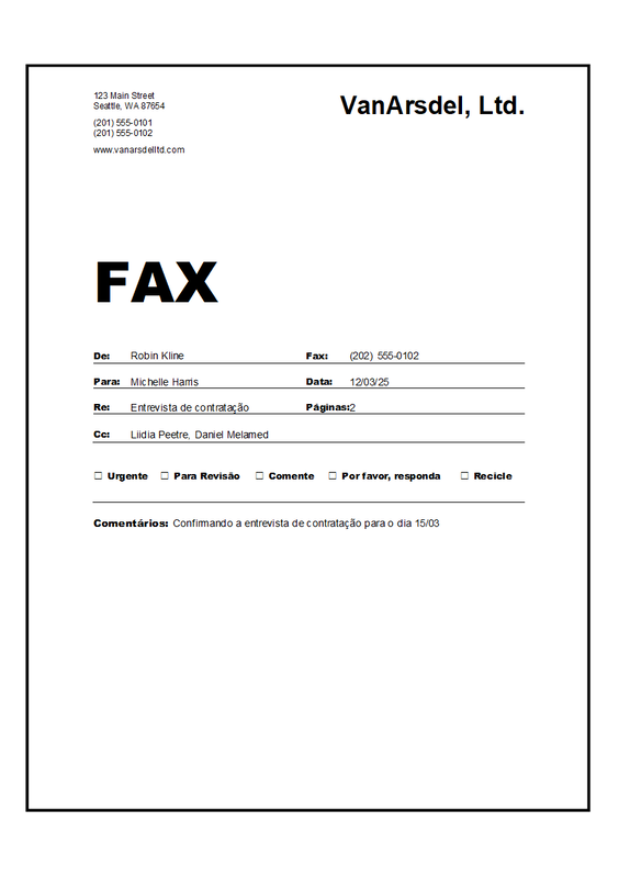 Folha de rosto do fax white modern simple