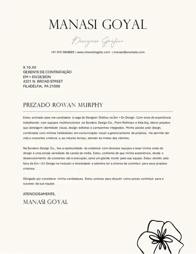Carta de apresentação com design gráfico Elegante