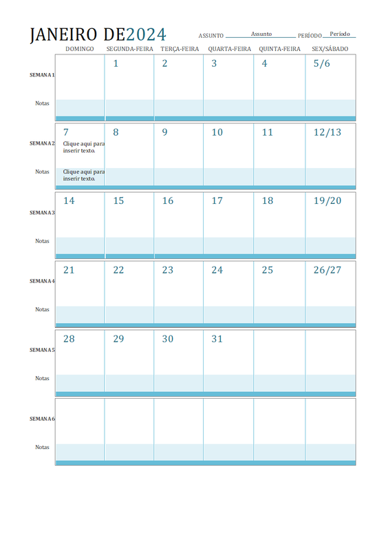 Calendário do plano de aula blue modern simple