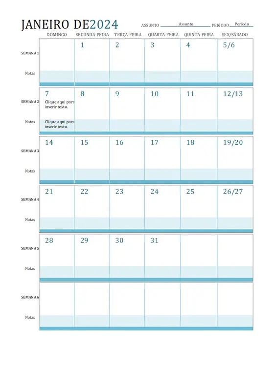 Calendário do plano de aula modern simple