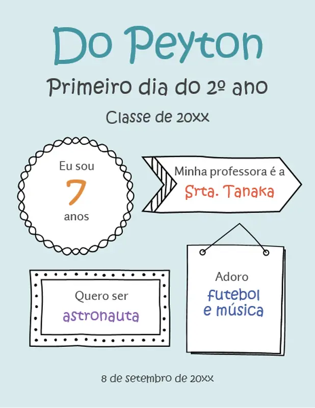 Placas de volta às aulas whimsical line