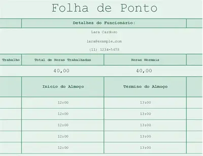 Quadro de horários (planilha) modern simple