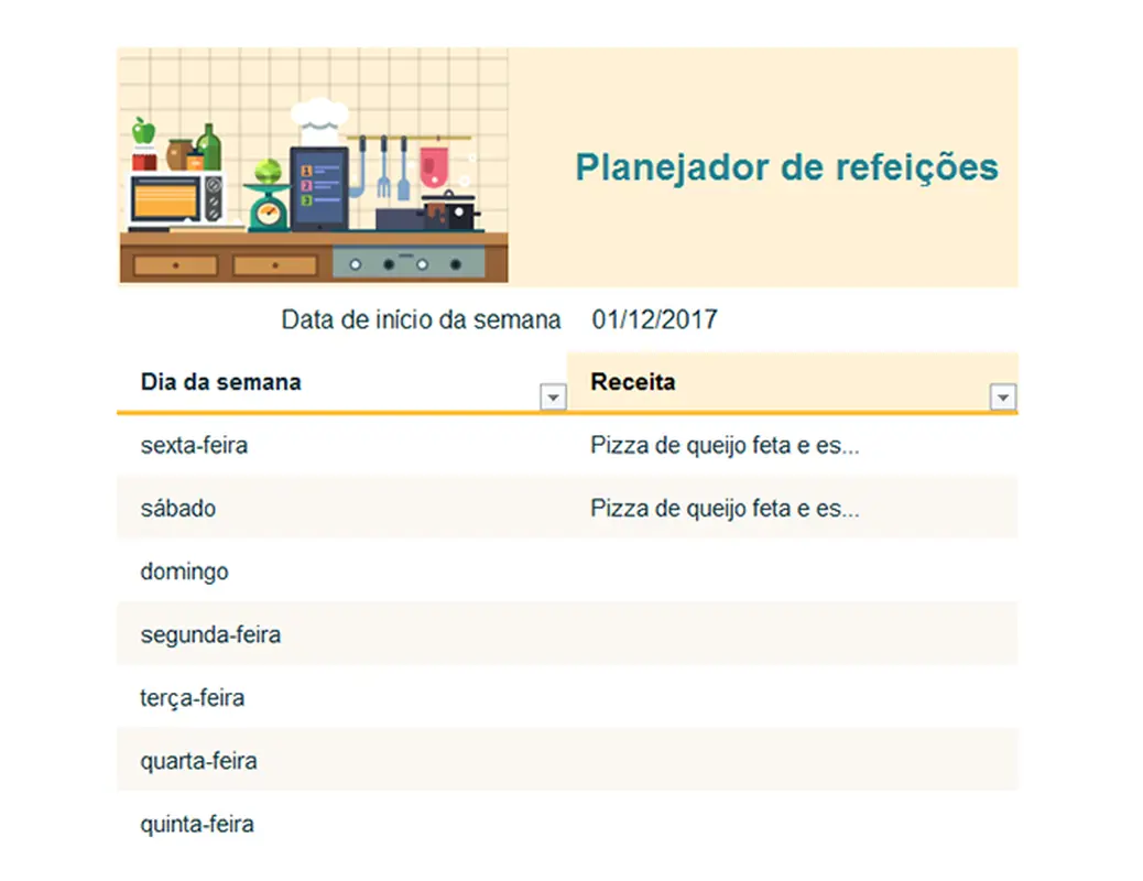 Planejador de Refeições Semanais  modern simple