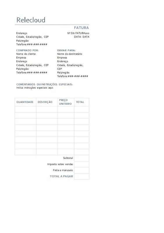 Fatura básica com imposto sobre vendas modern simple