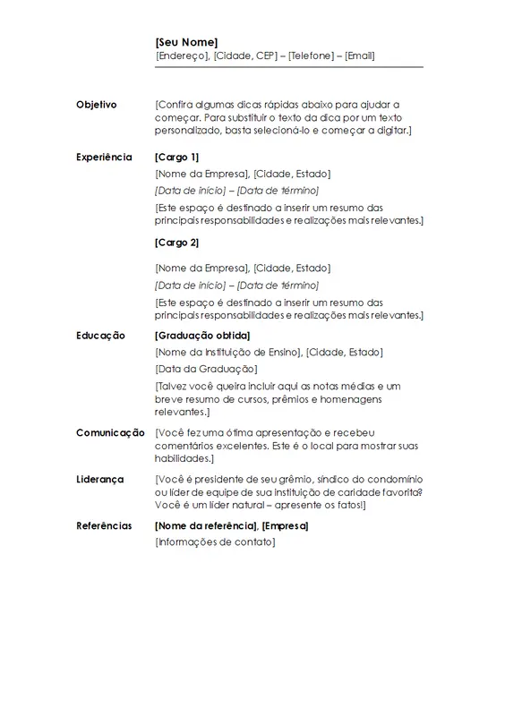 Currículo cronológico (design minimalista) modern simple