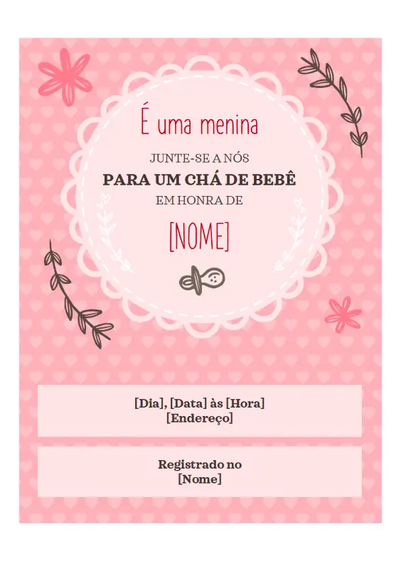 Convite para chá de bebê: menina pink whimsical-color-block