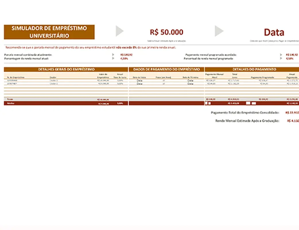 Simulador de empréstimo universitário modern-simple
