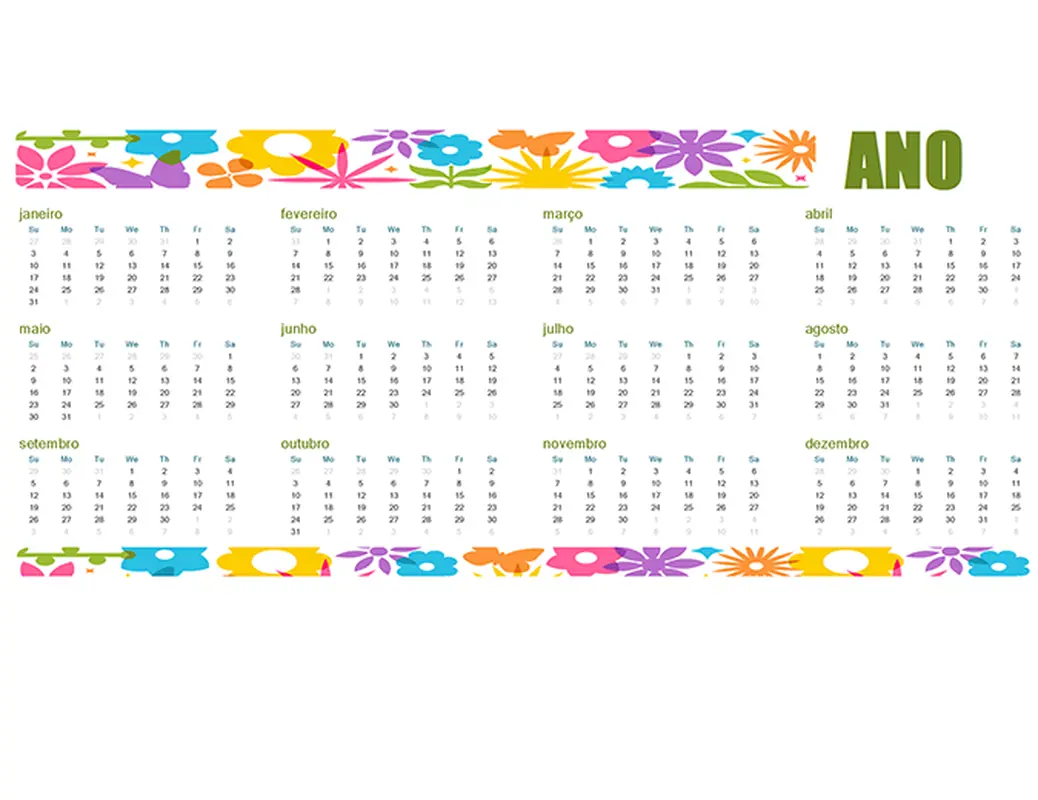 Calendário divertido para todos os anos modern-bold