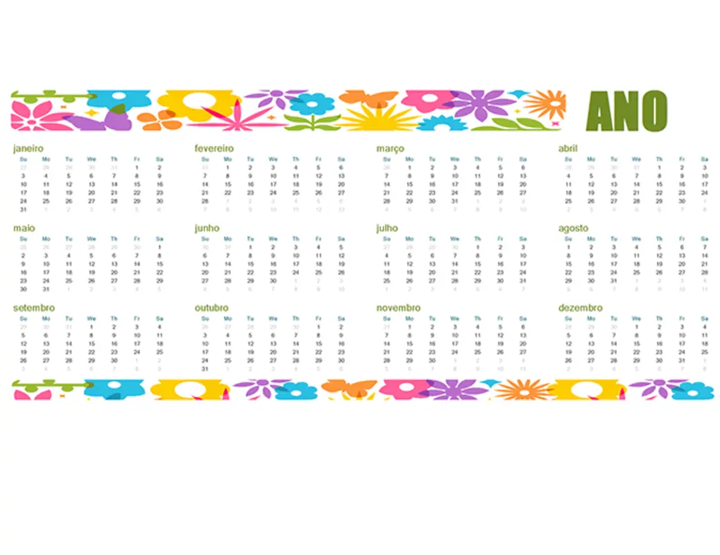 Calendário divertido para todos os anos green modern-bold