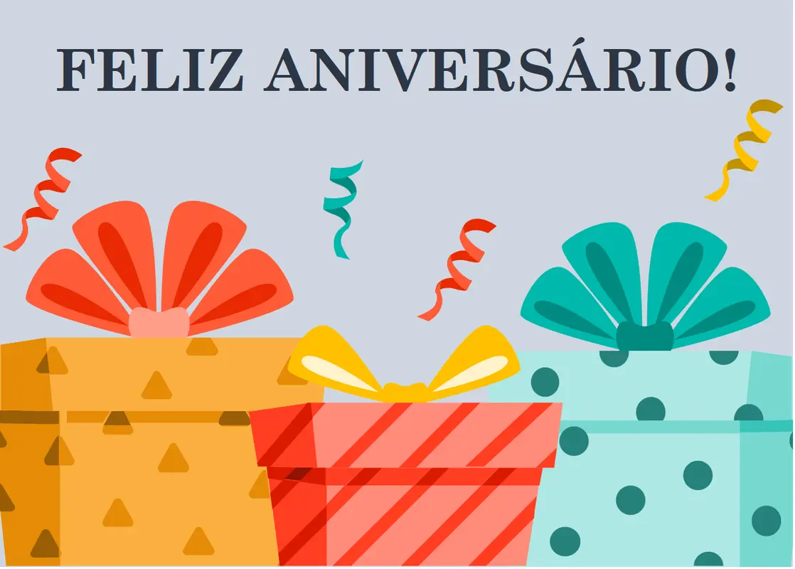 Cartão de aniversário alegre com presentes modern-simple