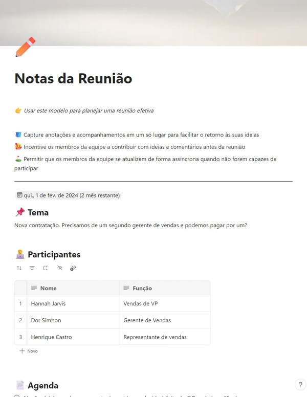 Notas da Reunião