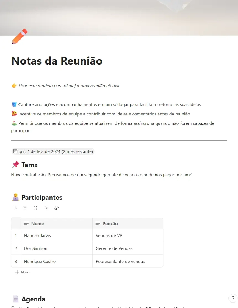 Notas da Reunião