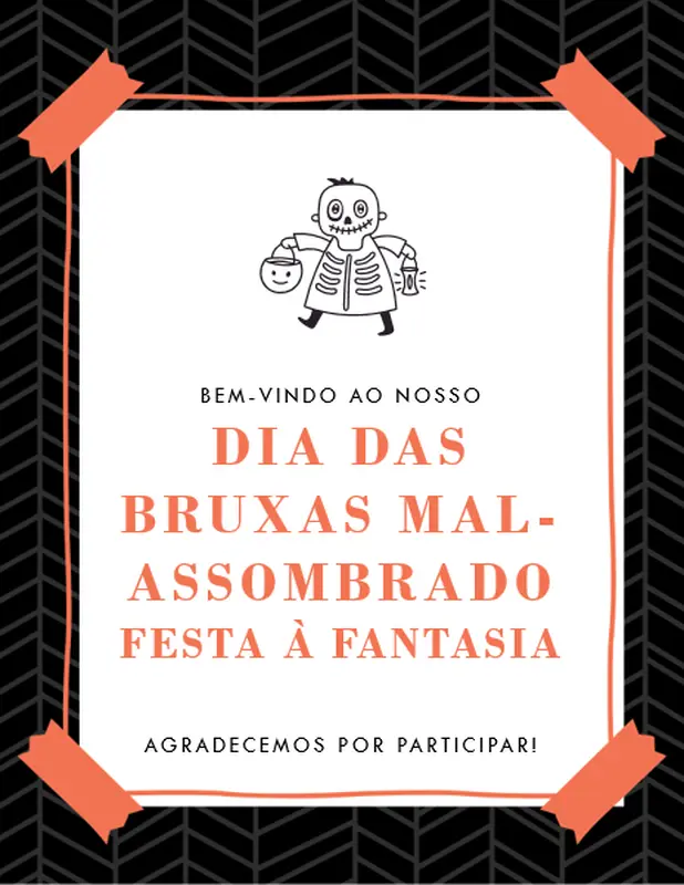 Imprimíveis para festa de Dia das Bruxas de Esqueleto whimsical line
