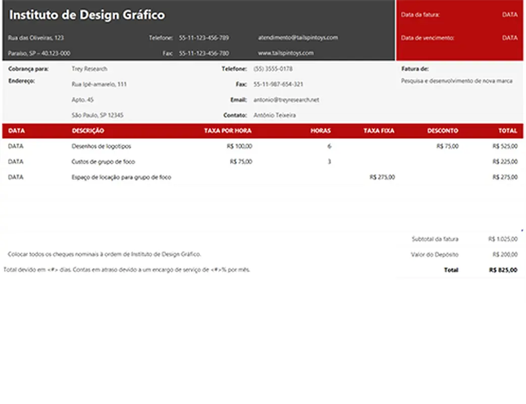 Fatura de serviço modern simple
