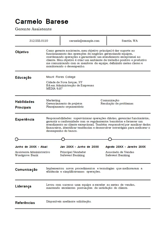 Currículo de administração clássico