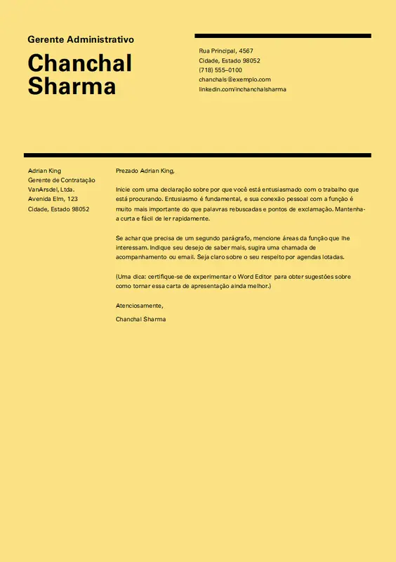 Carta de apresentação de design suíço modern simple