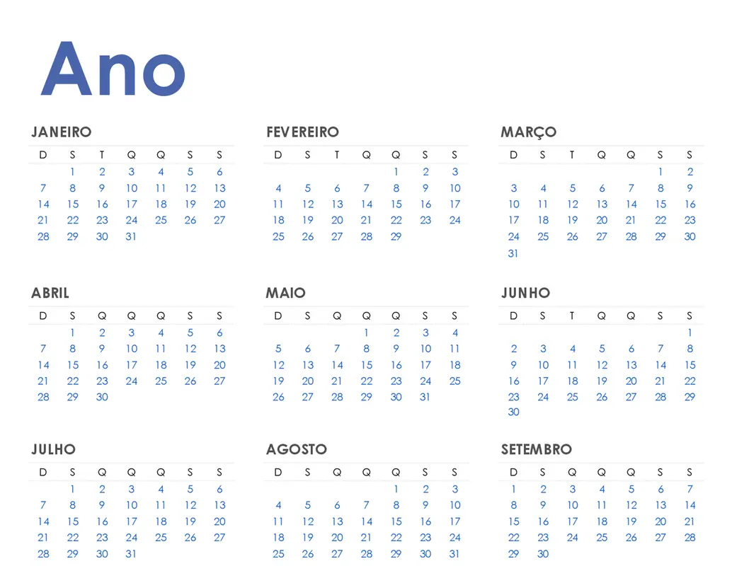 Calendário simples modern simple