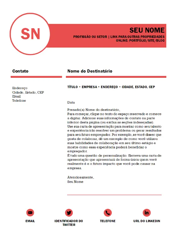 Carta de apresentação elegante, elaborada pela MOO red modern bold