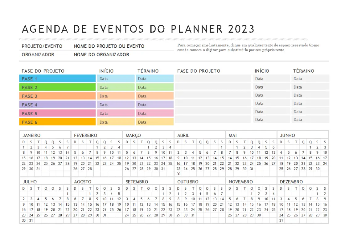 Planejador de eventos modern-simple