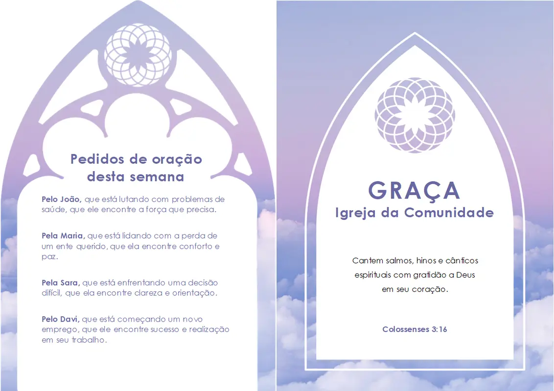 Boletim de serviço da igreja (dobrado) purple modern simple