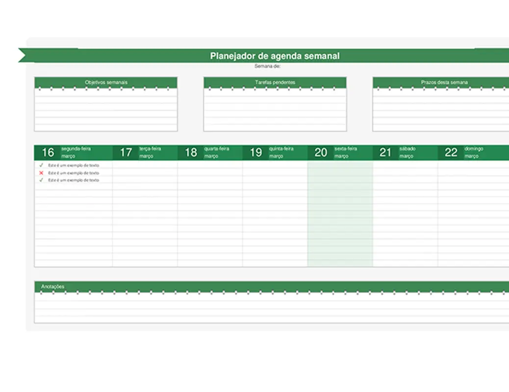 Planejador de agenda semanal modern-simple