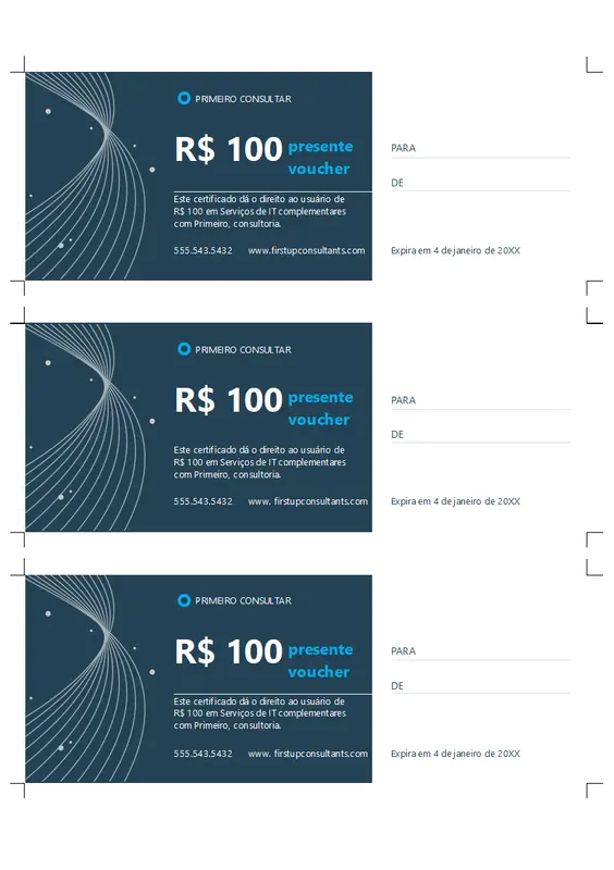 Cartão-presente para empresa de tecnologia (3 por página) modern-simple