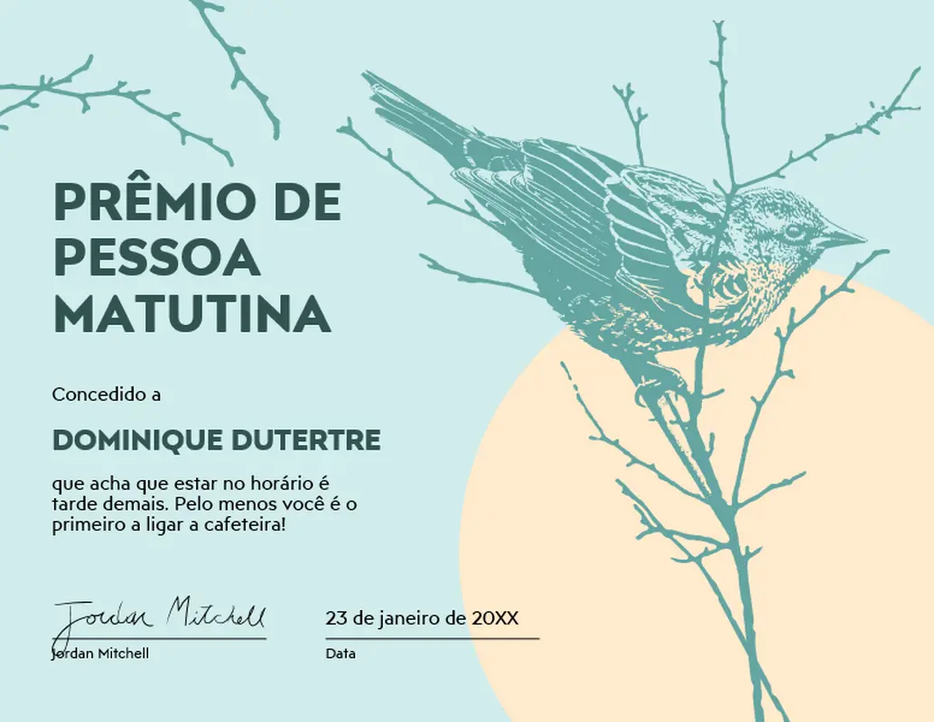 Certificado de humor de animal retrô